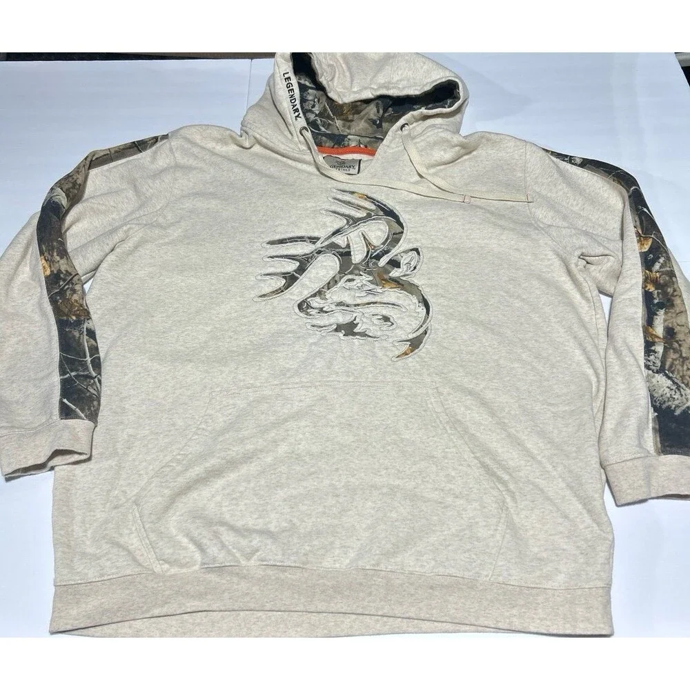Legendary Whitetails Men's 2XT Oatmeal Heather Camo Accents Graphic Hoodie